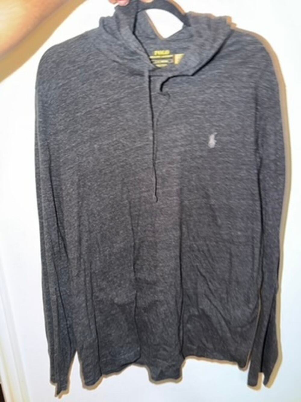 Polo Ralph Lauren Men’s Large Charcoal Grey Lightweight Jersey Pullover Hoodie